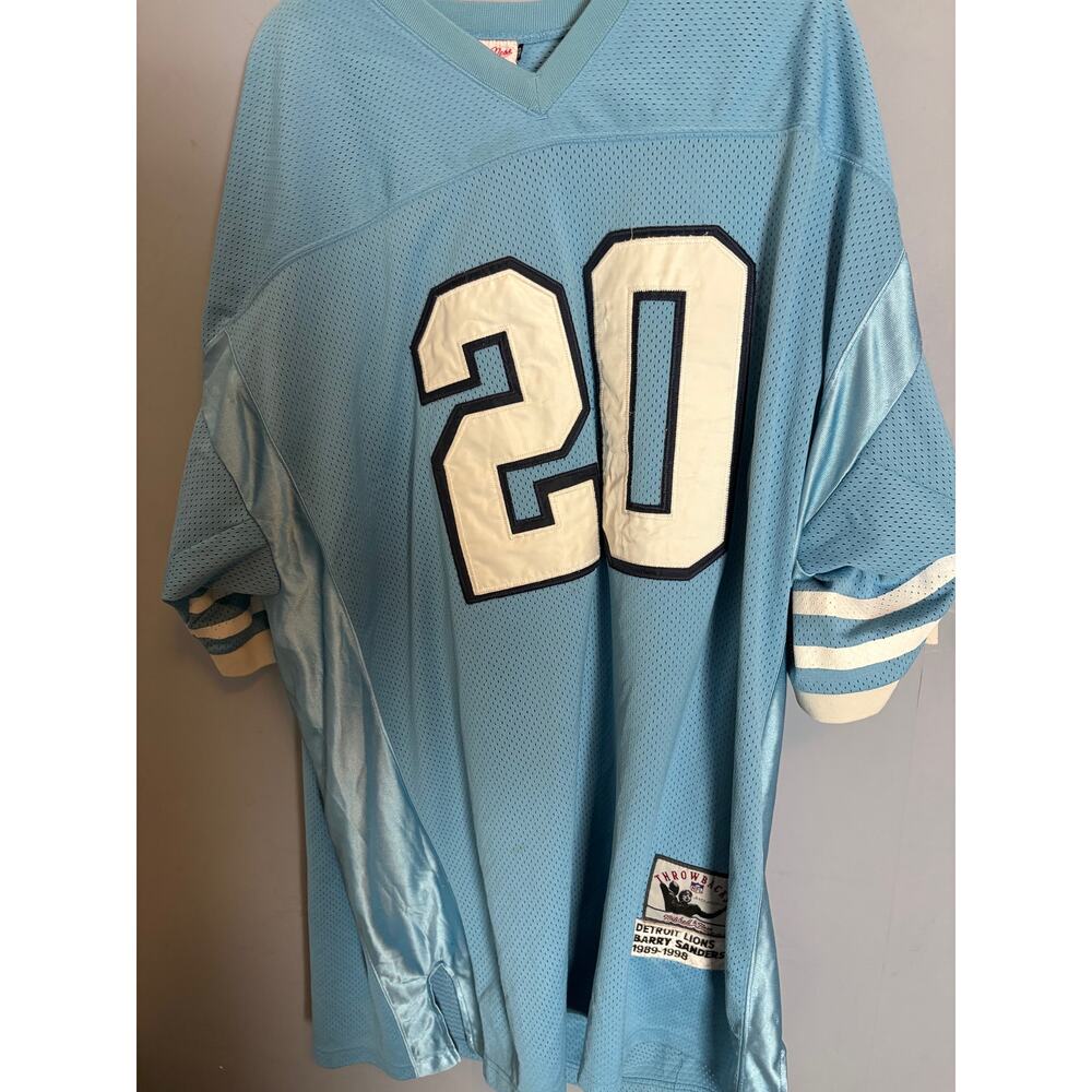 M&N Barry Sanders Detroit Lions Throwback Jersey Men’s 60 Blue Shows Wear